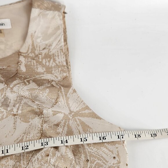 Calvin Klein Embellished Fit & Flare Dress Size 6 Champagne Party Luxe Wedding - Picture 8 of 10